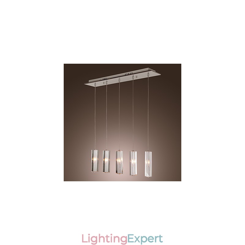 Modern Contemporary Island Crystal Chrome Metal Pendant Light