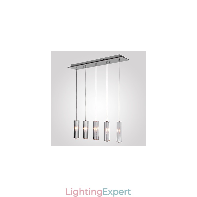 Modern Contemporary Island Crystal Chrome Metal Pendant Light