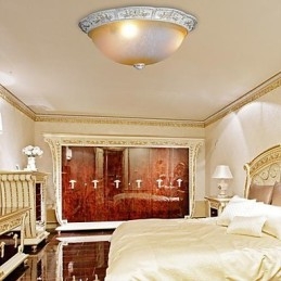 White Flush Mount Light Yellow White Glass Resin Pattern Carving European Classic