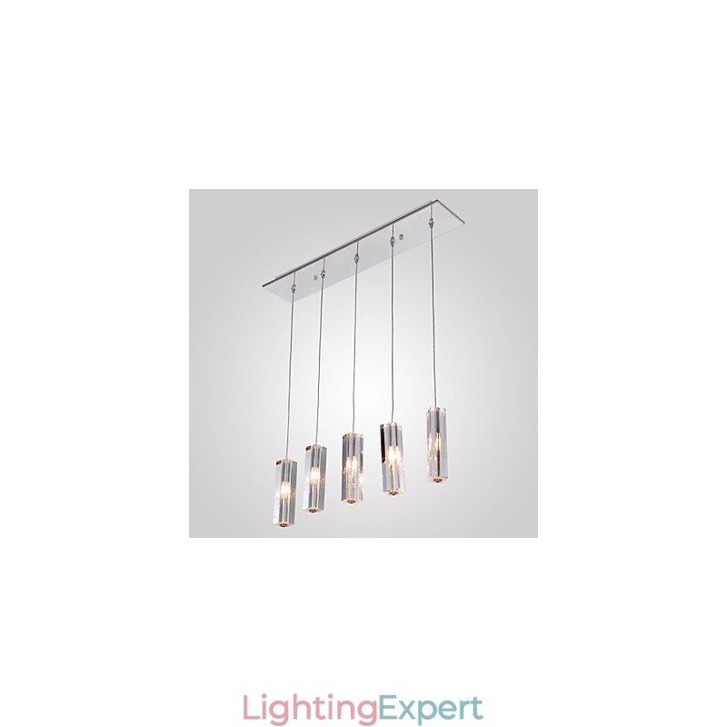 Modern Contemporary Island Crystal Chrome Metal Pendant Light