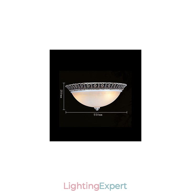 Dark Brown Flush Mount Light Glass Resin Pattern Carving European Classic