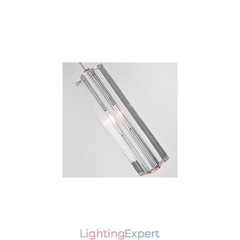 Modern Contemporary Island Crystal Chrome Metal Pendant Light