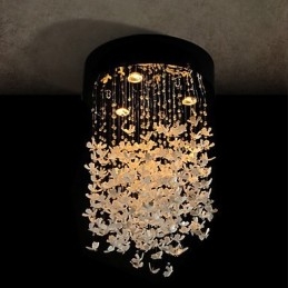 Modern Semi Flush Mount with 3 Lights Butterfly Featured Shade