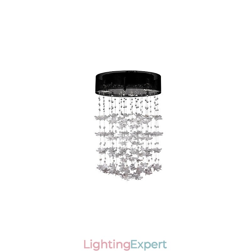 Modern Semi Flush Mount with 3 Lights Butterfly Featured Shade