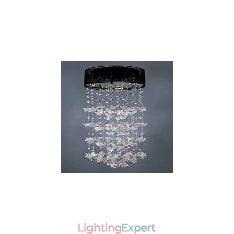 Modern Semi Flush Mount with 3 Lights Butterfly Featured Shade