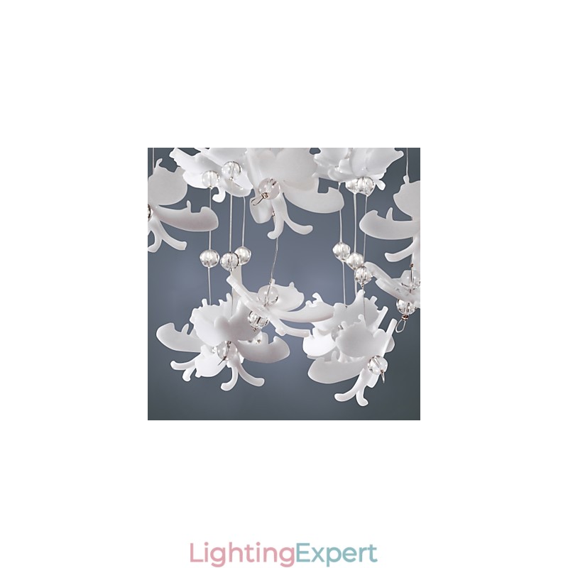 Modern Semi Flush Mount with 3 Lights Butterfly Featured Shade