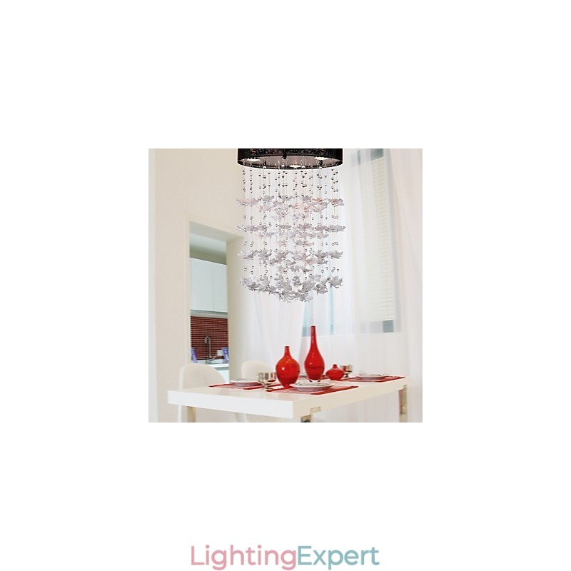 Modern Semi Flush Mount with 3 Lights Butterfly Featured Shade