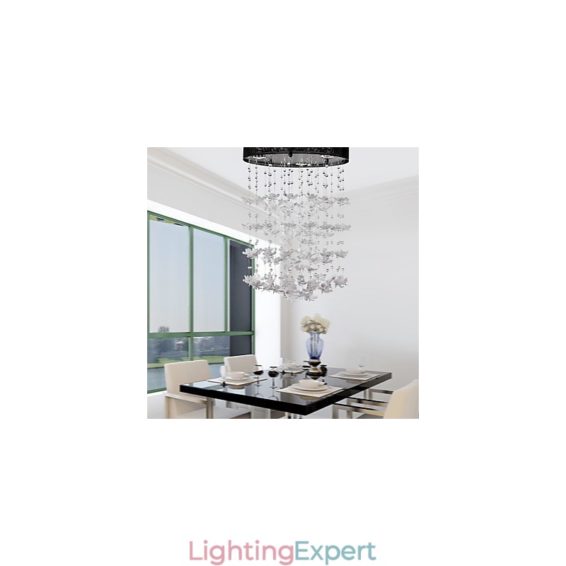 Modern Semi Flush Mount with 3 Lights Butterfly Featured Shade