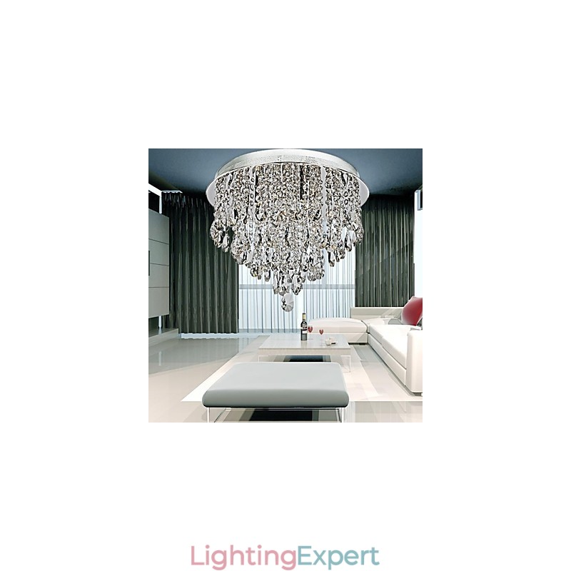 Modern Contemporary Crystal Chrome Crystal Flush Mount