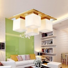 Oak Ceiling Lamp Four Lights Oak and Glass 220~240V (HY9024)