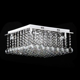 Modern Contemporary Crystal Electroplated Metal Flush Mount