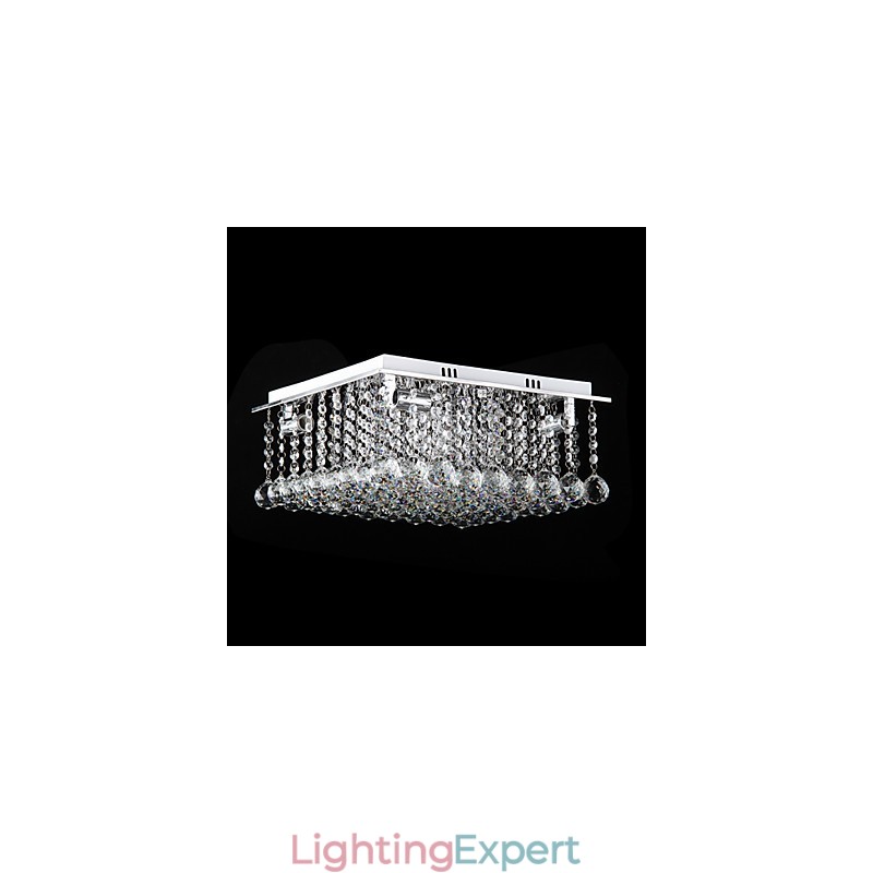 Modern Contemporary Crystal Electroplated Metal Flush Mount