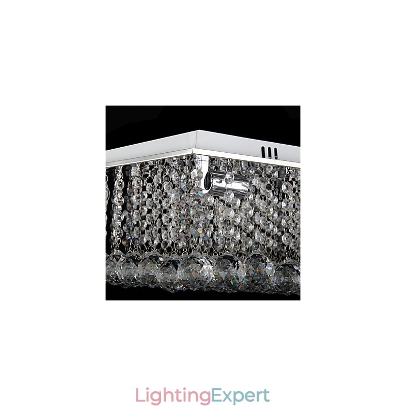 Modern Contemporary Crystal Electroplated Metal Flush Mount