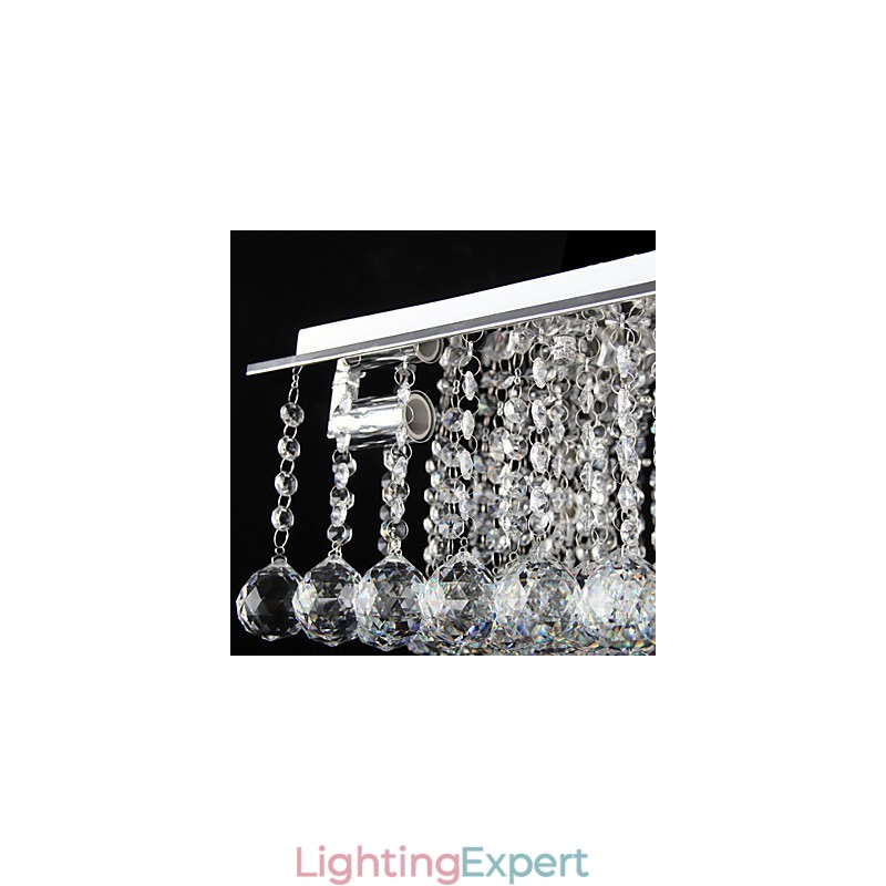 Modern Contemporary Crystal Electroplated Metal Flush Mount