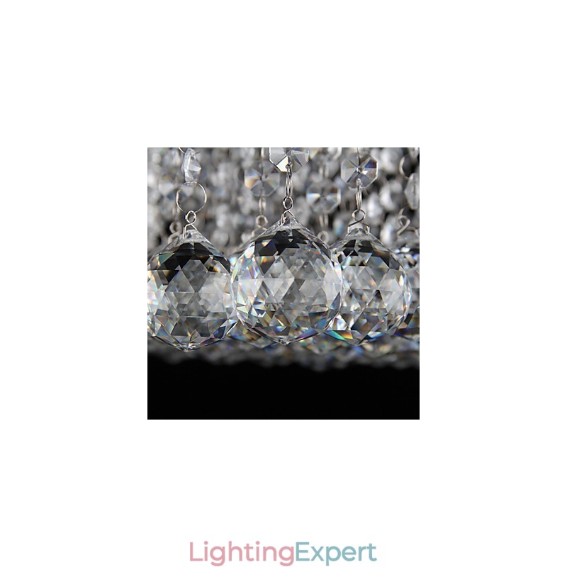 Modern Contemporary Crystal Electroplated Metal Flush Mount