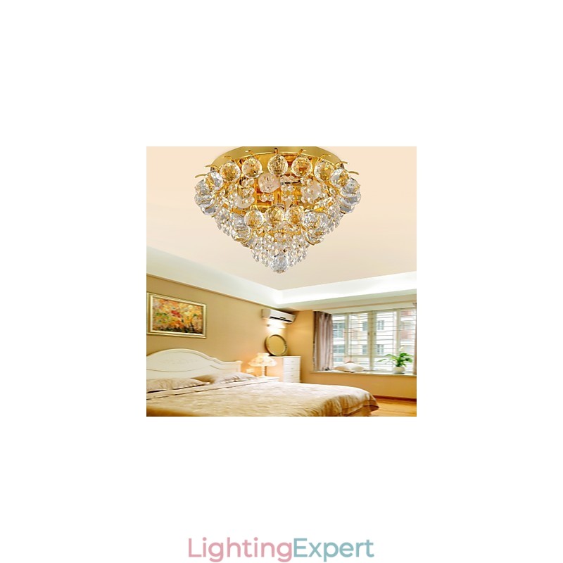 Modern Crystal Flush Mount with 5 Lights