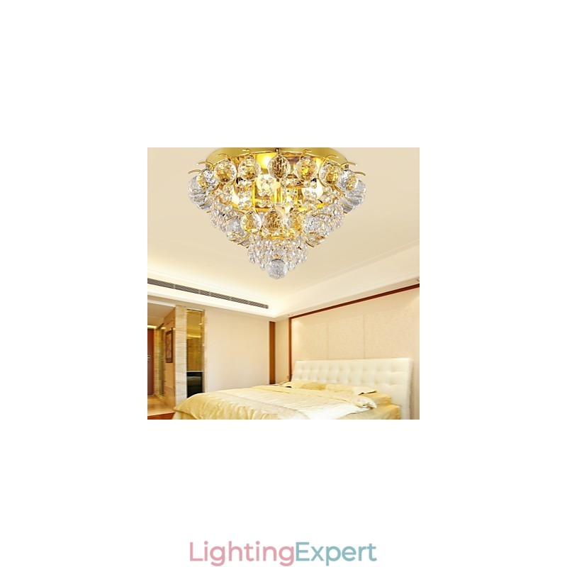 Modern Crystal Flush Mount with 5 Lights