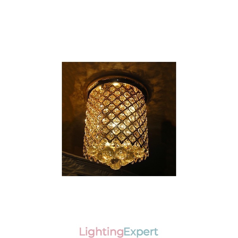 Crystal Modern Flush Mount Gold Finished in Spiral Shape