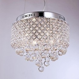 Modern Contemporary Crystal Chrome Metal Flush Mount