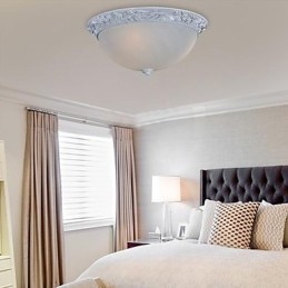 White Flush Mount Light Glass Resin Carving European Classic