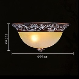 Flush Mount Light White Yellow Glass Resin Silver Carving European Classic