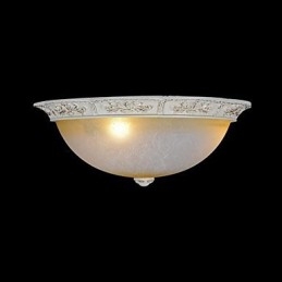 White Flush Mount Light Yellow White Glass Resin Pattern Carving European Classic