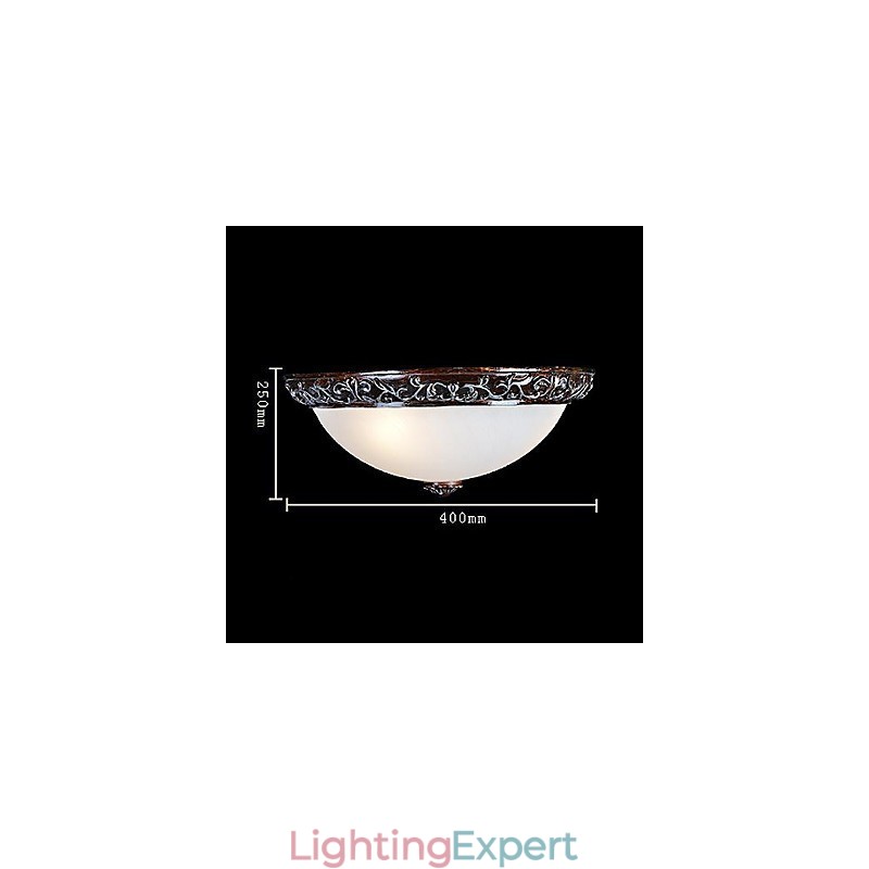 Flush Mount Light Glass Resin Silver Carving European Classic