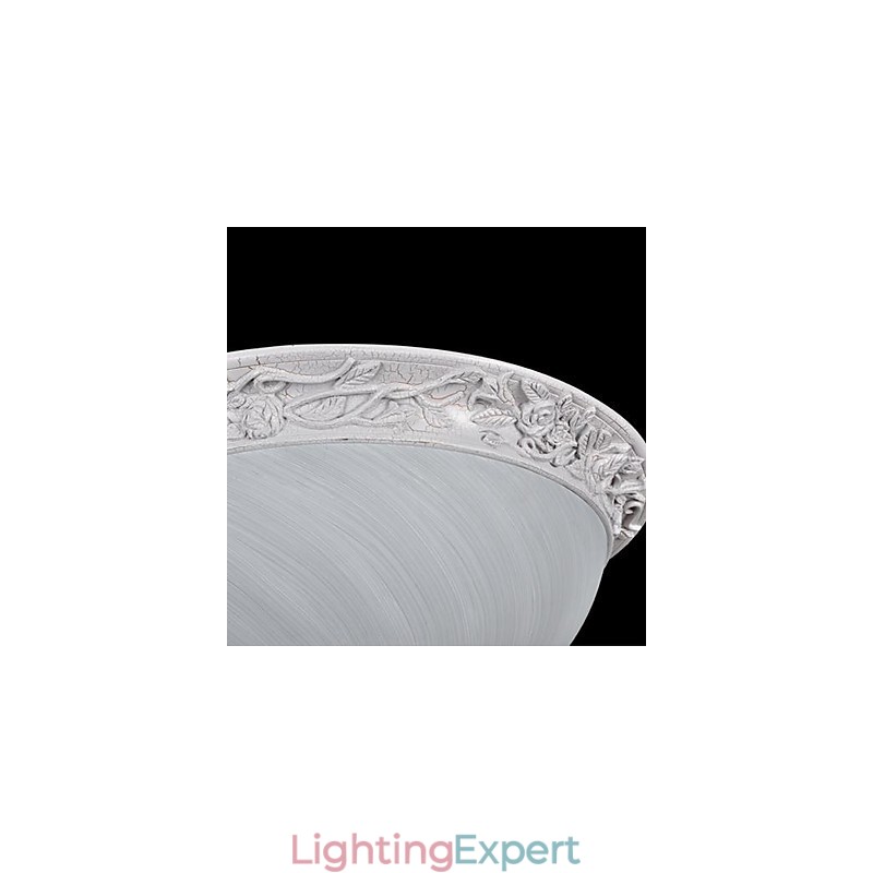 White Flush Mount Light Glass Resin Carving European Classic
