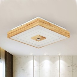 Modern Contemporary Mini Style Painting Wood Bamboo Flush Mount
