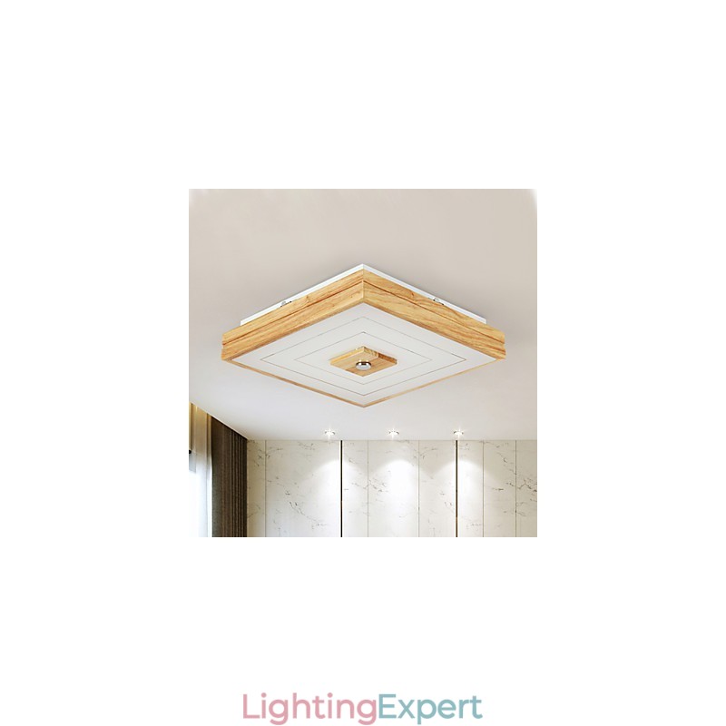 Modern Contemporary Mini Style Painting Wood Bamboo Flush Mount