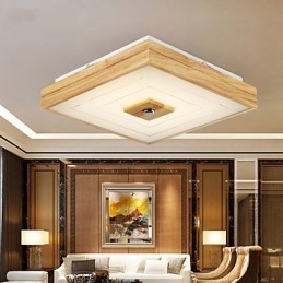 Modern Contemporary Mini Style Painting Wood Bamboo Flush Mount