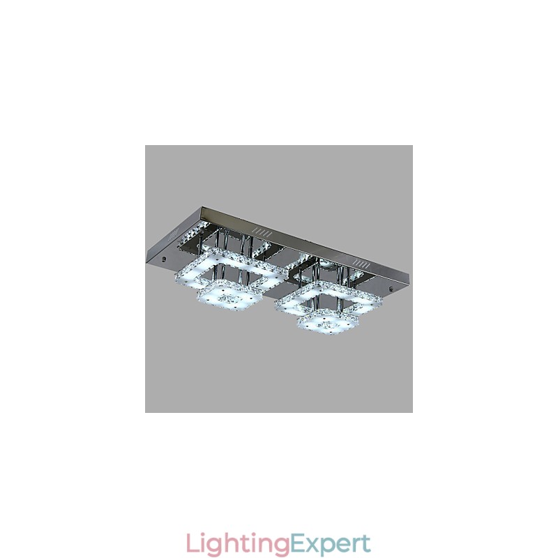 Modern Contemporary Crystal Chrome Metal Flush Mount
