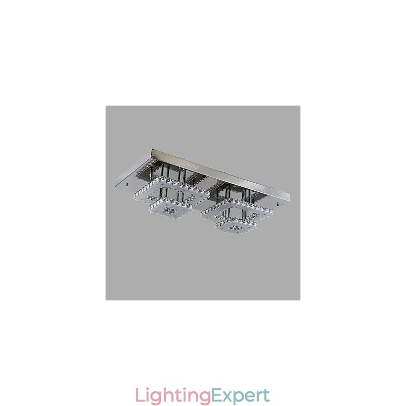 Modern Contemporary Crystal Chrome Metal Flush Mount