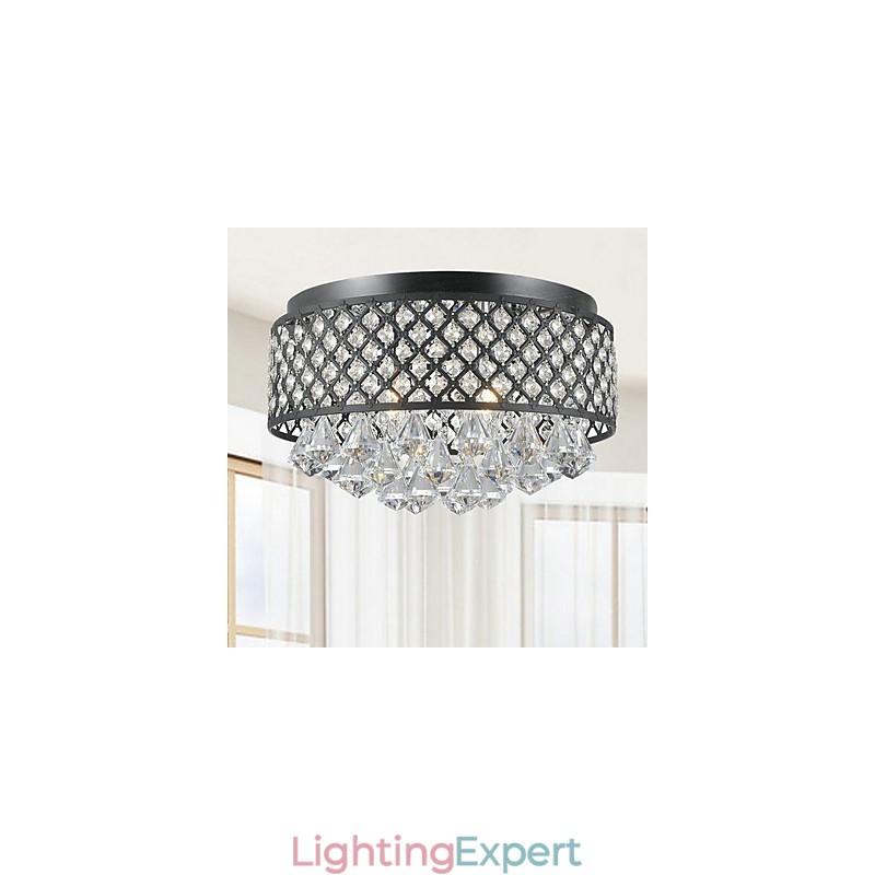 Traditional Classic Crystal Painting Metal Flush Mount