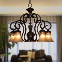Vintage Country Island Painting Metal Chandelier Flush Mount