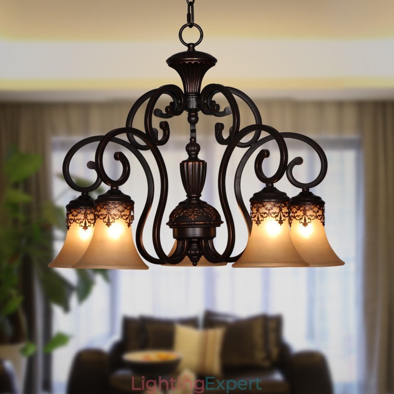 Vintage Country Island Painting Metal Chandelier Flush Mount