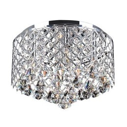 Contemporary Crystal Flush Mount with 4 Lights and Metal Drum Shade