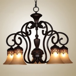 Vintage Country Island Painting Metal Chandelier Flush Mount