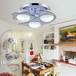 Flush Mount 3 Lights Modern Fashion Contracted White Stainless Steel Metal