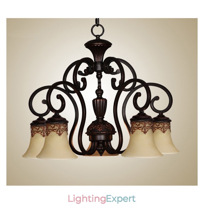 Vintage Country Island Painting Metal Chandelier Flush Mount