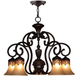 Vintage Country Island Painting Metal Chandelier Flush Mount