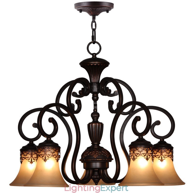 Vintage Country Island Painting Metal Chandelier Flush Mount