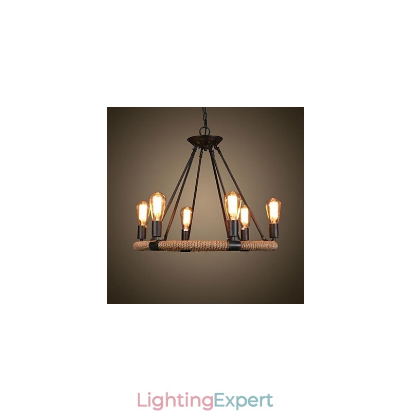 Traditional Classic Rustic Lodge Retro Country Vintage Painting Metal Pendant Light