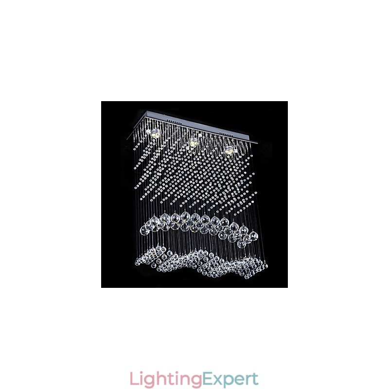 Modern Contemporary Crystal Electroplated Chandelier Flush Mount