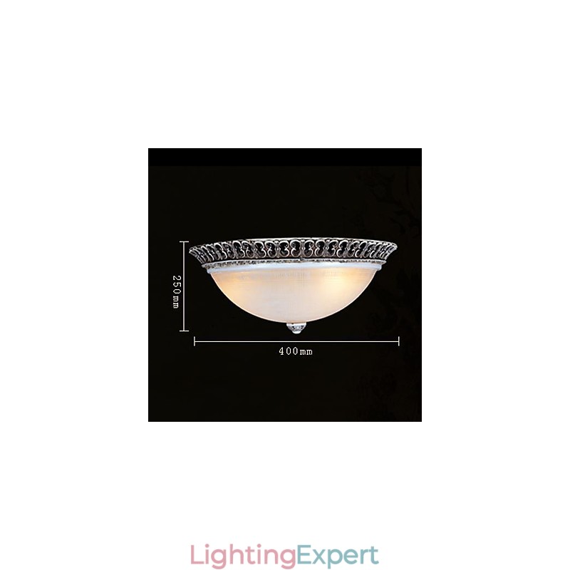 Dark Brown Flush Mount Light Glass Resin Pattern Carving European Classic
