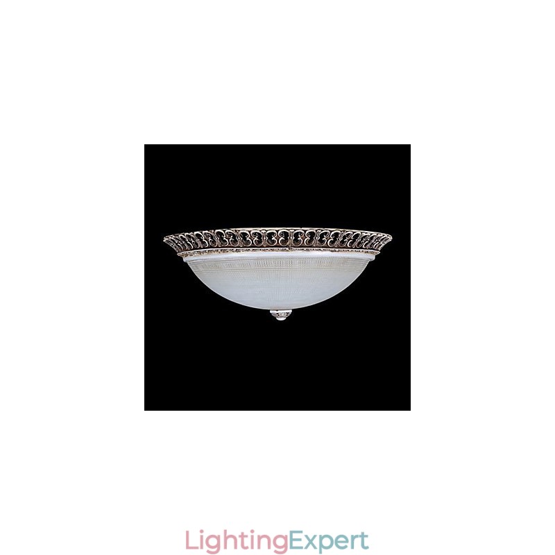 Dark Brown Flush Mount Light Glass Resin Pattern Carving European Classic