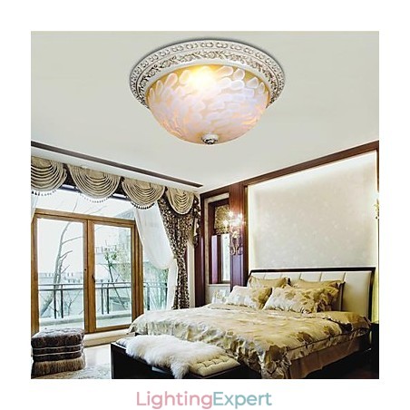 White Flush Mount Light Pattern Glass Resin Gold Carving European Classic White Flush Mount Light Pattern Glass Resin Gold Carving European Classic