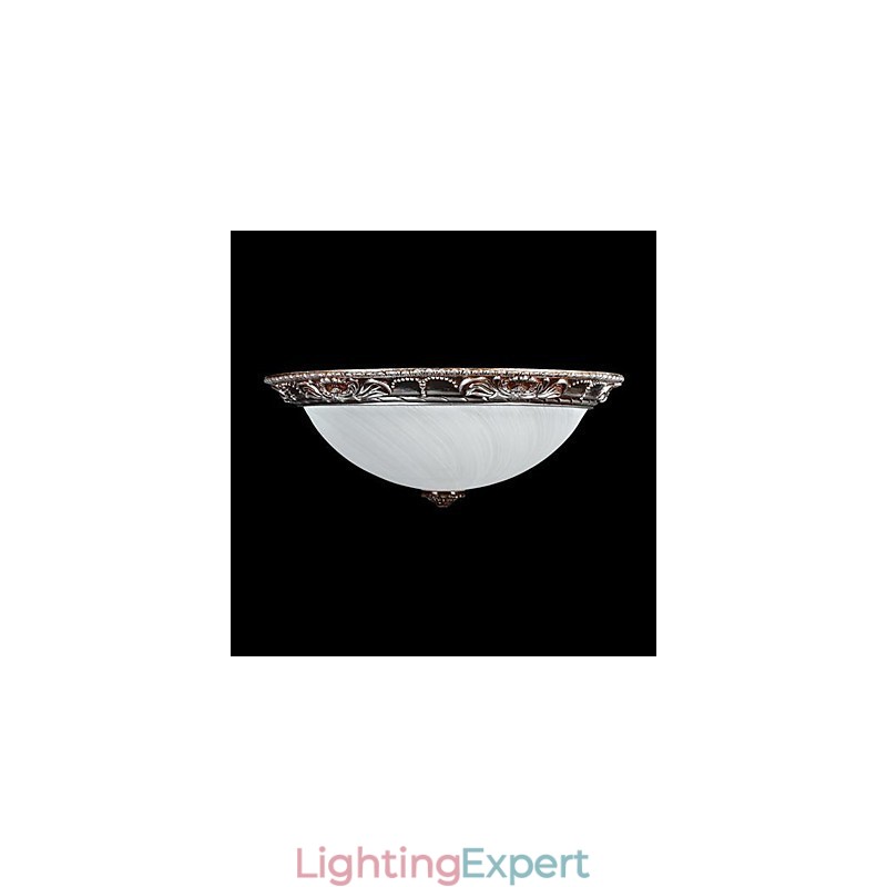 Flush Mount Light Glass Resin Silver Carving Retro European Classic