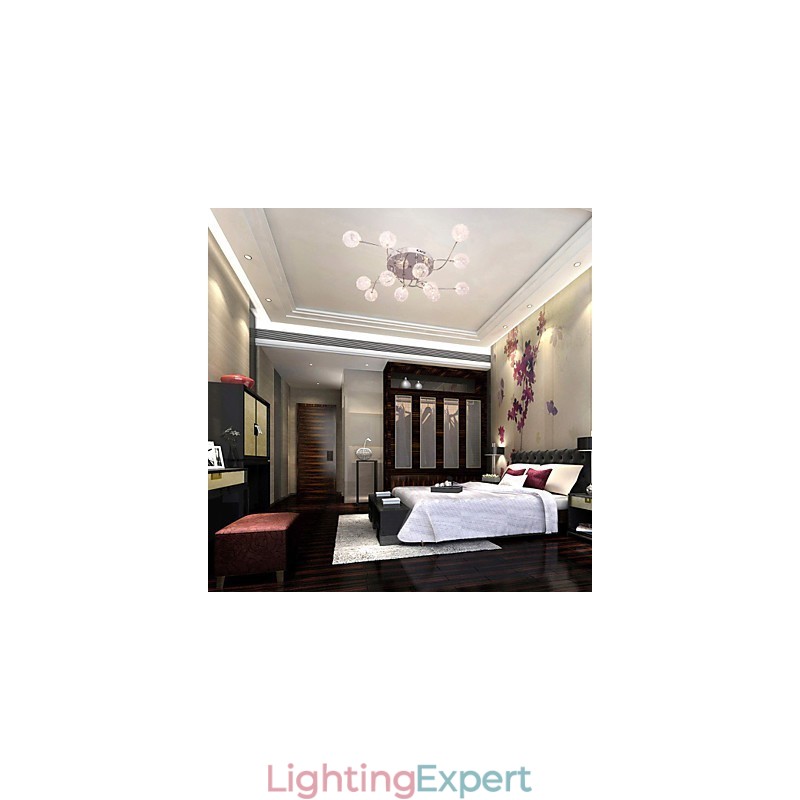 G4 12 light Iron Flush Mount Light with Aluminum Shades