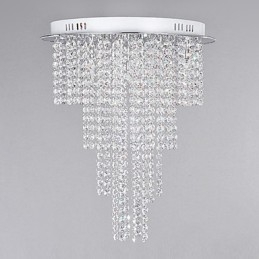 Crystal Flush Mount 8 Light Contemporary Metal Electroplating
